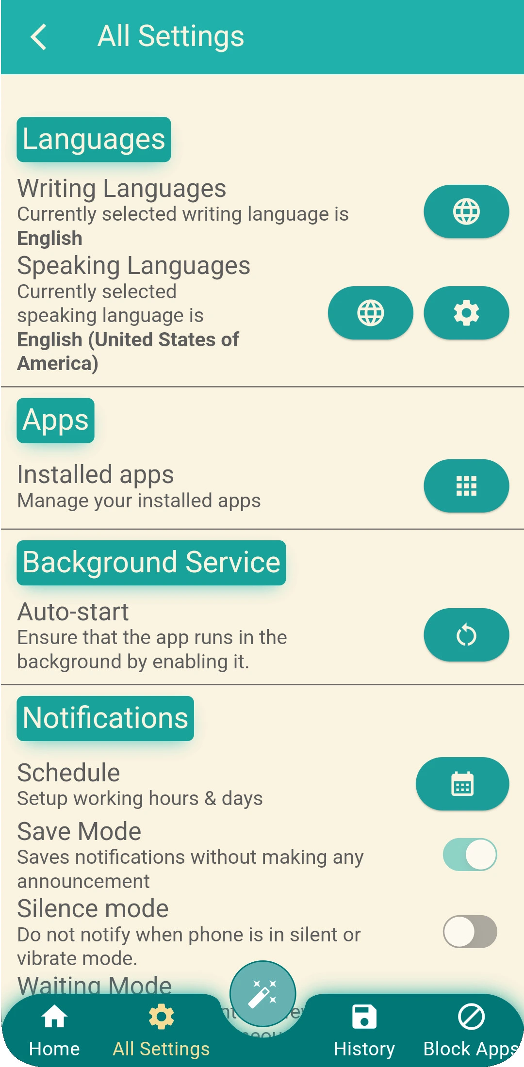 Notification Buddy Android App – screenshot of grouped notifications interface